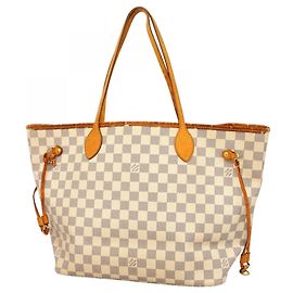 Bolsa Tote Louis Vuitton Damier Azur Neverfull MM Branco