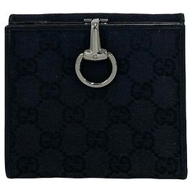 Gucci Bi-Fold Wallet in Black Canvas and Leather Black