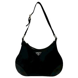 Tote a spalla in nylon e pelle Prada Nero