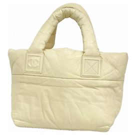 Sac cabas en cuir Chanel Coco Cocoon Écru