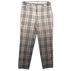 Calças Burberry xadrez vintage Marrom Preto Vermelho Bege