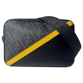 Fendi Diagonal Camera Bag Brown Black Yellow