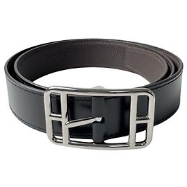 Hermès Cinto Reversível Hermes Cape Cod Preto Castanho escuro