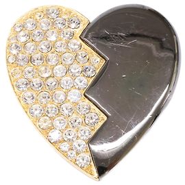 Spilla a Cuore con Strass Yves Saint Laurent D'oro Metallico