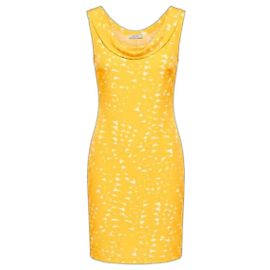 Prada Vintage Seiden-Shift-Kleid mit abstraktem geometrischem Print IT 44 Gelb