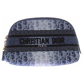 Christian Dior Blue Denim Clutch Blue