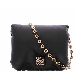 Loewe Borsa Goya Puffer in pelle nera Nero