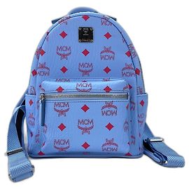 Mochila MCM Visetos de couro azul Azul