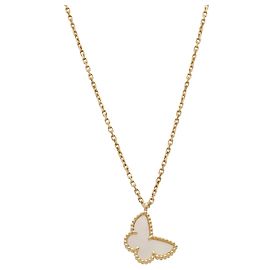 Colar com Pingente Sweet Papillon Van Cleef & Arpels Branco Dourado