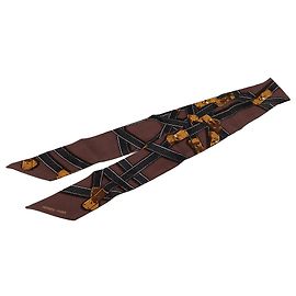 Lenço de seda Tres Kelly marrom Hermès Marrom Castanho escuro