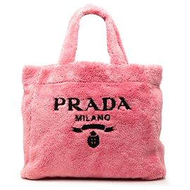 Tote en éponge rose avec logo Prada Rose