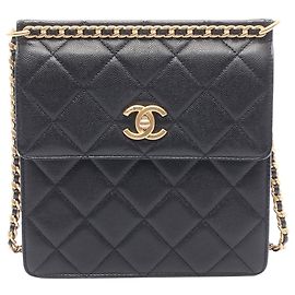 Chanel Black CC Caviar Square Chain Backpack Black