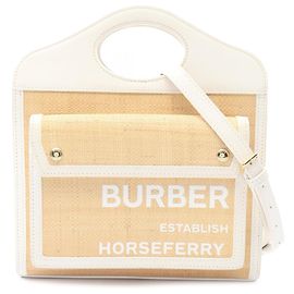 Sac à main Burberry Beige Pocket en raffia Beige
