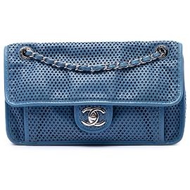 Chanel Blue Medium Perforated Calfskin Up In The Air Flap Bleu