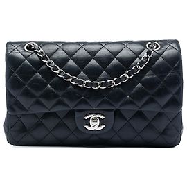 Chanel Black Medium Classic Lambskin Double Flap Noir