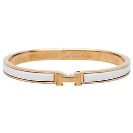 Pulseira Hermès White Extra Narrow Enamel Clic H PM Outro