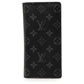 Louis Vuitton Black Monogram Eclipse Brazza Geldbörse Schwarz