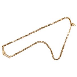 Collana con ciondolo Dior Gold Placcata Oro Strass Logo CD D'oro