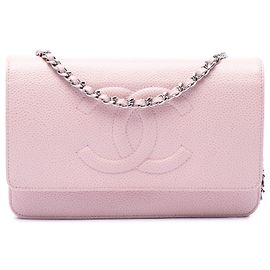 Cartera con cadena Chanel Pink CC Caviar Rosa