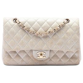 Chanel Gold Medium Classic Iridescent Lambskin Double Flap Doré Autre