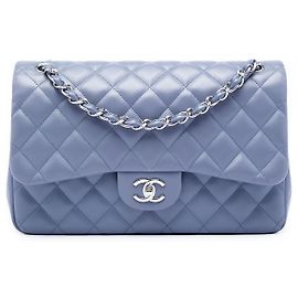 Chanel Purple Jumbo Classic Lambskin Double Flap Violet