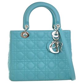 Lady Dior in agnello blu taglia Medium Blu Altro