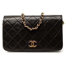 Chanel Black Mini CC gestepptes Lammleder Full Flap Schwarz