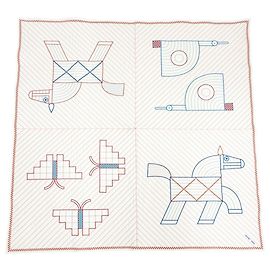 Hermès Cobertor acolchoado Hermes, Animaux Natte Wool Cashmere Ecru Outro