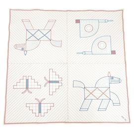 Hermès Hermes Quilted Cover, Animaux Natte Wool Cashmere Ecru Blanket Other