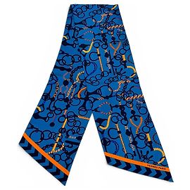 Hermès Lenço de seda Twilly Hermes Azul