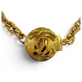 Collier chaîne à torsion Chanel Vintage Metal Coco Mark Doré