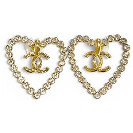 Orecchini CHANEL Coco Mark Heart Crystal Rhinestone D'oro