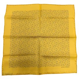 Hermès Sciarpa in seta Hermes Petit Carré 45 Gavroche Blu Giallo