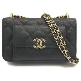 Bolsa de Ombro Chanel Matelassé Chain Clutch Preto