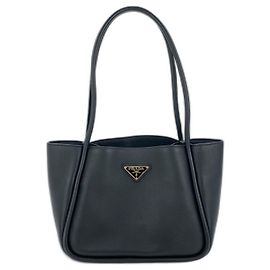 Sac cabas en cuir noir Prada Noir