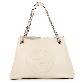 Bolsa Tote de Couro Gucci Interlocking G Soho Chain Cru