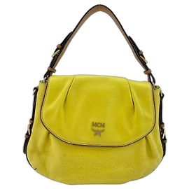 Borsa a tracolla in pelle gialla MCM Giallo