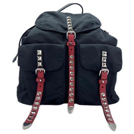 Prada NUEVO MOCHILA DE NYLON VELA Negro Negro