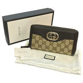 Carteira longa Sukey em canvas GG Gucci Marrom Bege