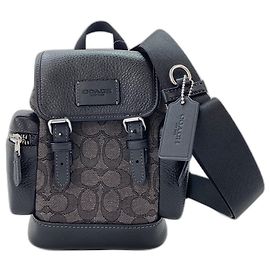 Bolso de cuerpo 2-Way Coach Sprint Jacquard Negro