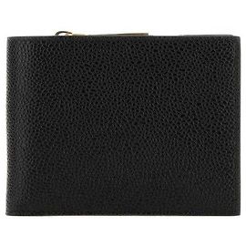 Thom Browne Cartera con bolsillo para monedas con cremallera en cuero granulado Negro