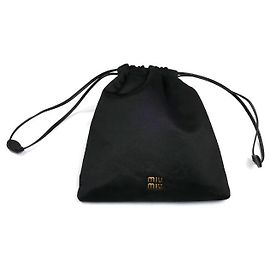 Pochette de couro e cetim duchesse Miu Miu Preto