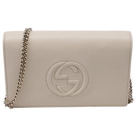 Cartera con cadena Gucci Soho Disco en piel de becerro blanco Blanco Crudo