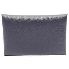 Hermès Hermes Calvi Veau Epsom Card Case Blue