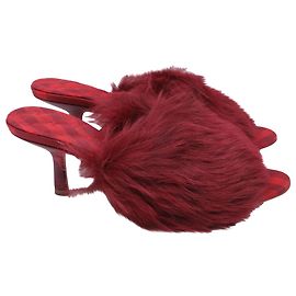 Burberry Jackie Shearling-Mules mit Absatz in Burgundy-Lammfell Rot Bordeaux