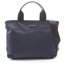 Bolsa 2way de nylon Vela e couro Saffiano Prada Azul