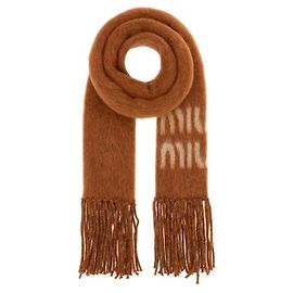 Miu Miu Cachecol de mohair com logo Marrom