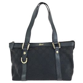 Gucci Abbey GG Canvas Leder Tote Bag Schwarz
