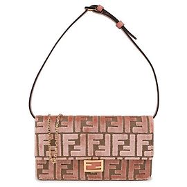 Pochette Fendi Baguette Rosa de Couro Rosa