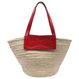 Christian Louboutin Loubishore gewebte Tragetasche aus beigefarbenem Raffia Beige